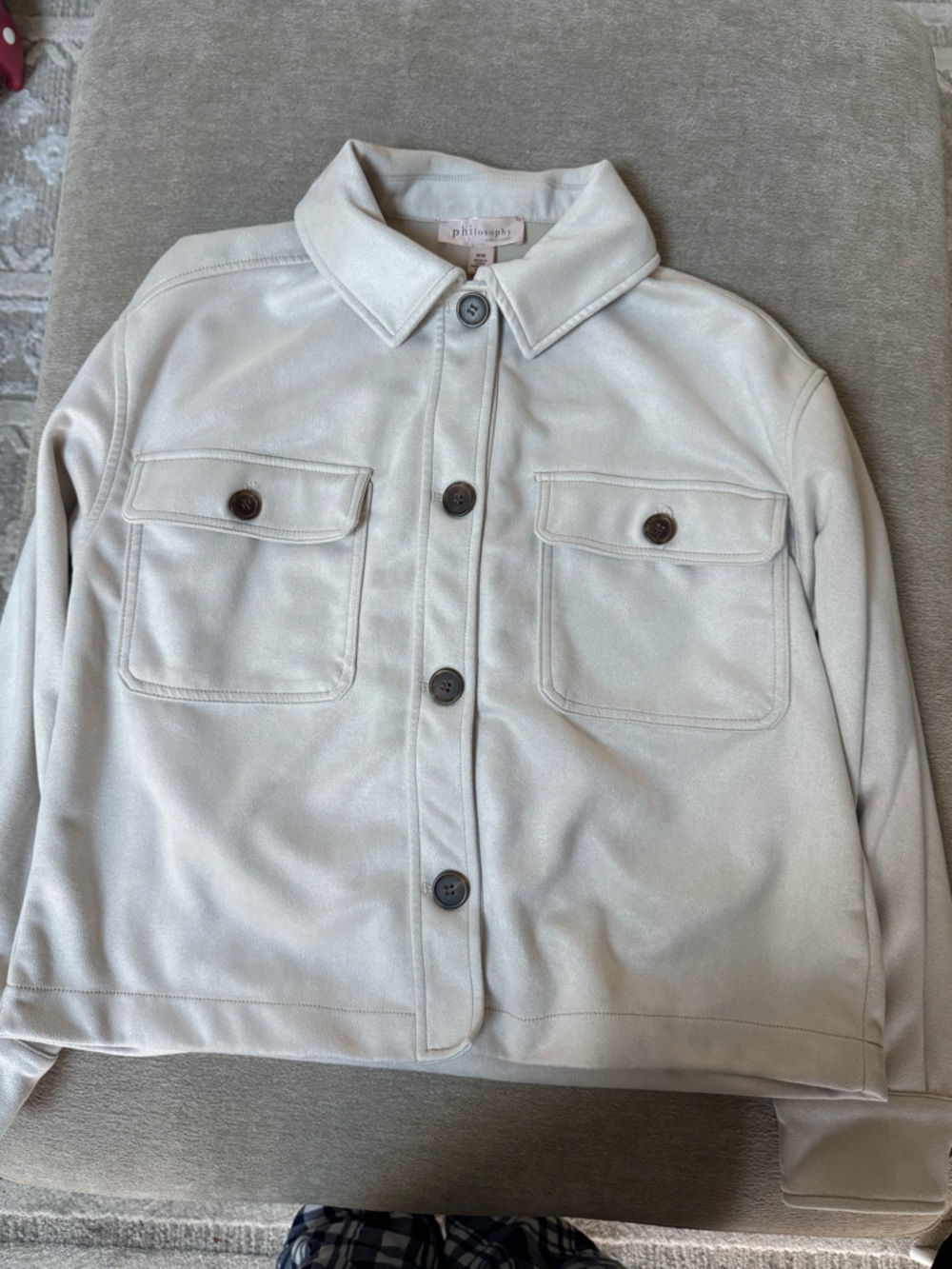 Philosophy Light Beige Button-Front Jacket - Picture 3 of 7